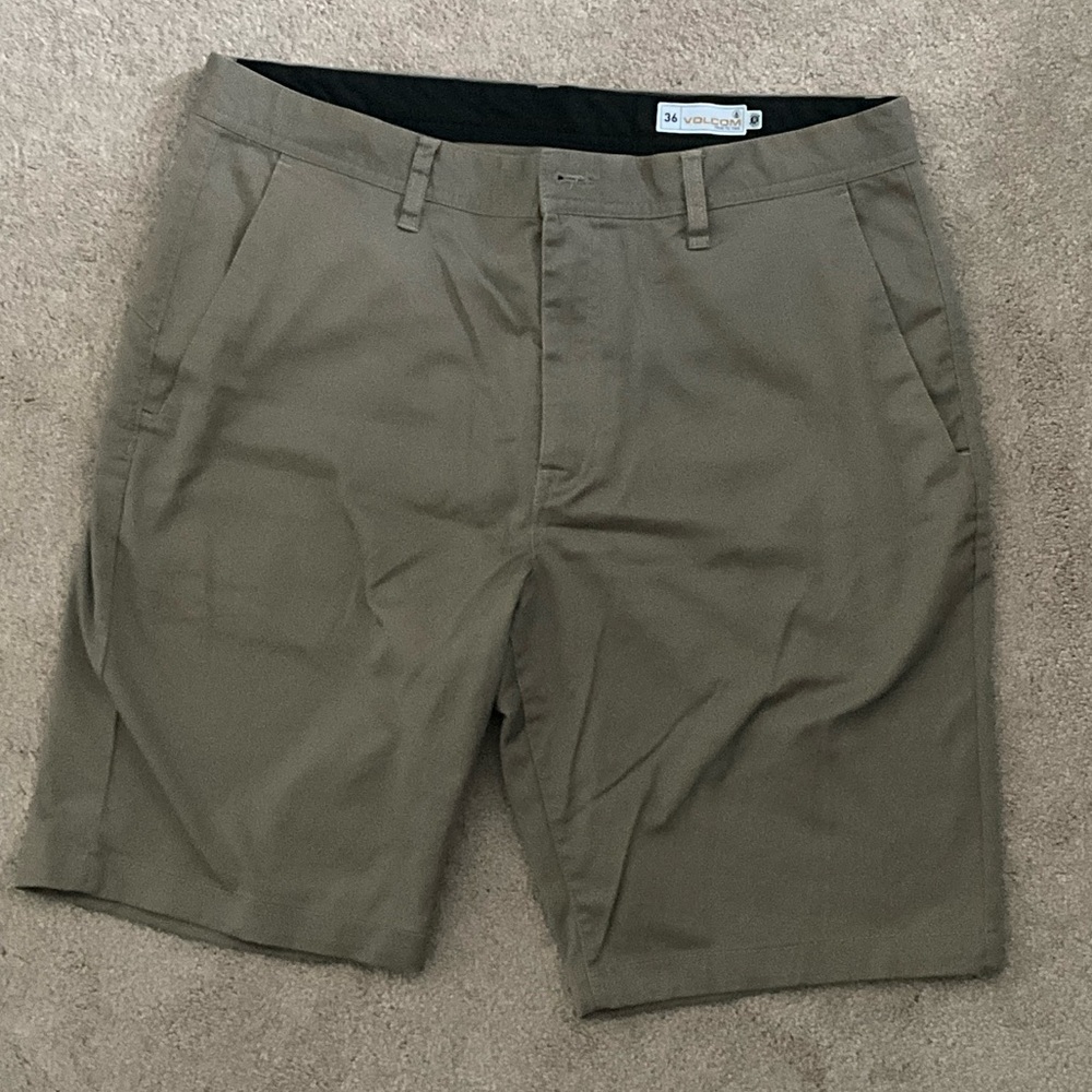 Volcom Men's Khaki Flat Front Shorts